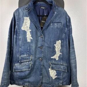 ASOS Blue Denim Jacket with Lace Accents